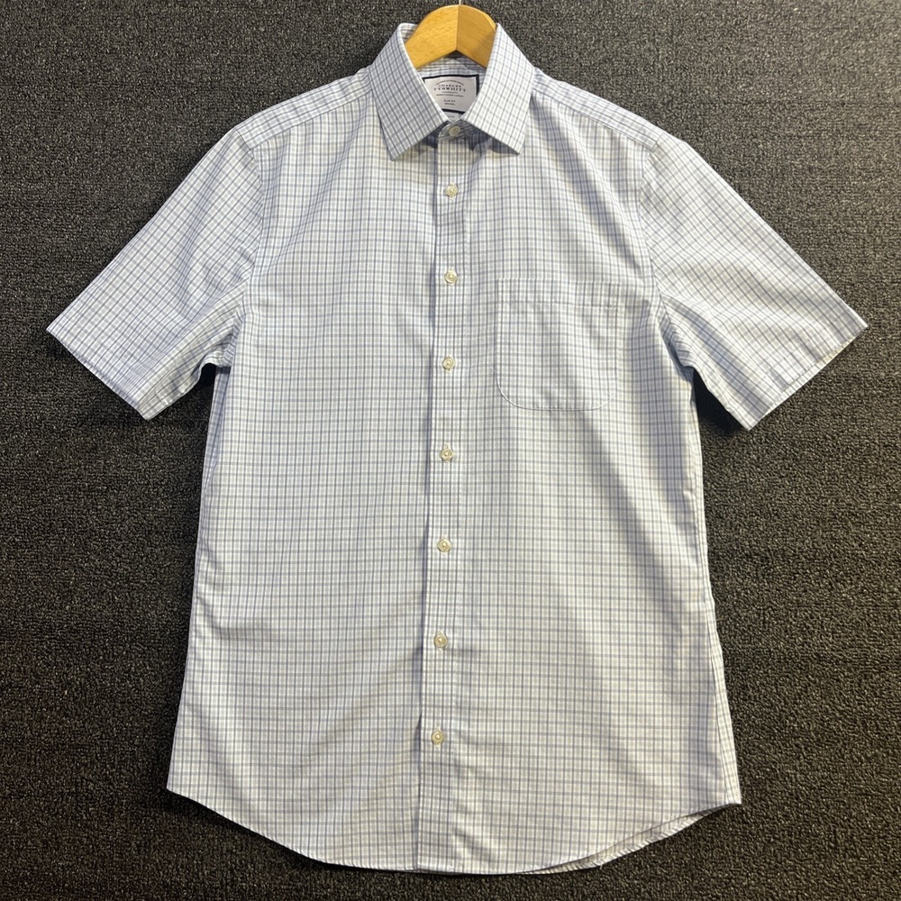 Charles Tyrwhitt Non‎ Iron Button Up Slim Fit Short Sleeve (Men's 15/38)